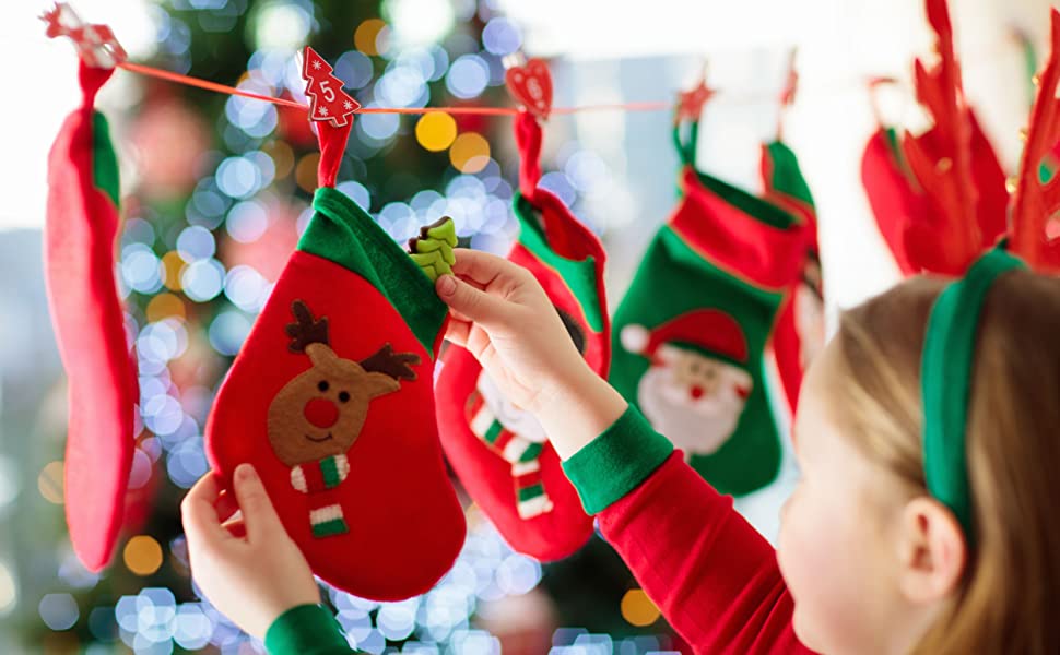 Miniature Christmas Stocking Candy Set – Holiday Candy - Filled Mini Stockings & Mittens (Multiple Styles Available) - Golden Gift Box