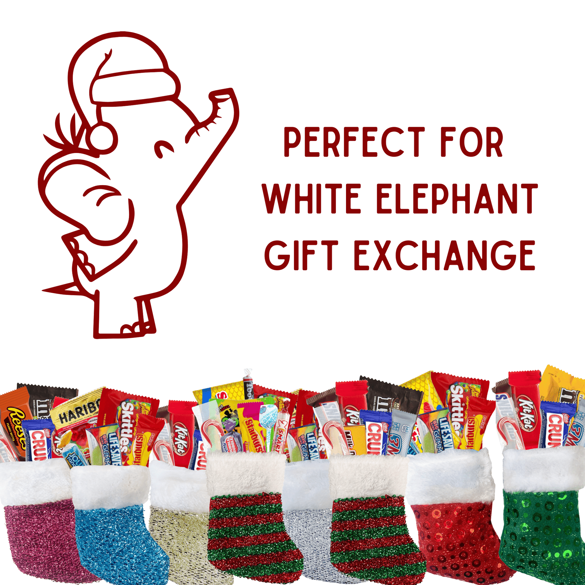 Miniature Christmas Stocking Candy Set – Holiday Candy - Filled Mini Stockings & Mittens (Multiple Styles Available) - Golden Gift Box