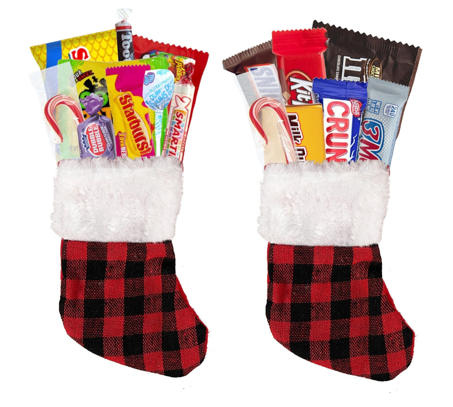 Miniature Christmas Stocking Candy Set – Holiday Candy - Filled Mini Stockings & Mittens (Multiple Styles Available) - Golden Gift Box