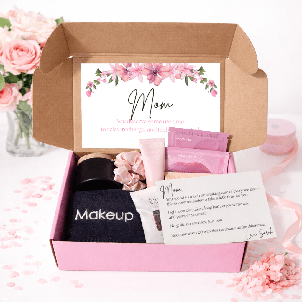 Mom’s Self Care Gift Box – 20 Minute Reset Spa Gift for Mom with Candle, Tea & Relaxation Essentials - Golden Gift Box