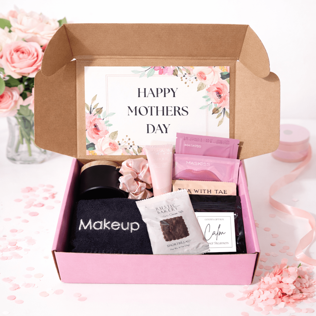 Mom’s Self Care Gift Box – 20 Minute Reset Spa Gift for Mom with Candle, Tea & Relaxation Essentials - Golden Gift Box