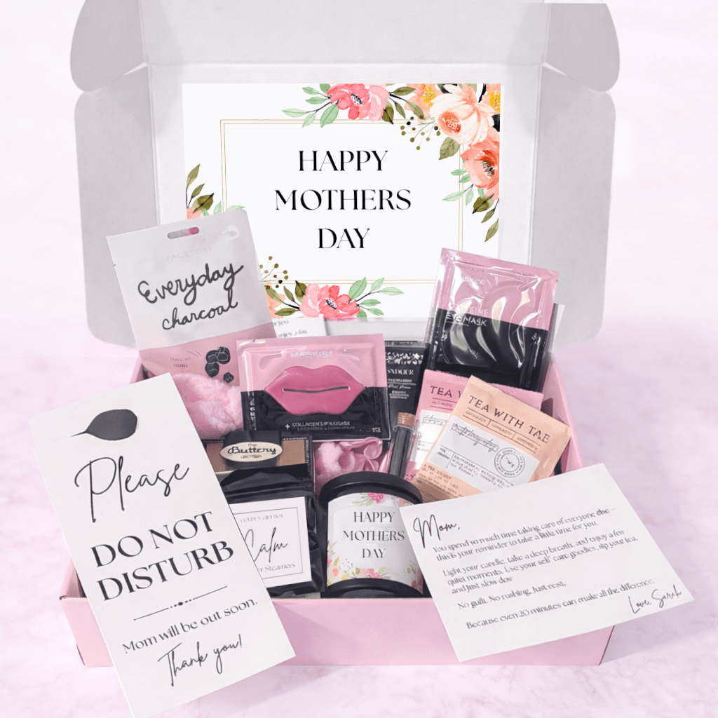 Mom’s Self Care Gift Box – Full Reset Spa Gift for Mom with Candle, Tea, Cozy Essentials & Personalization - Golden Gift Box