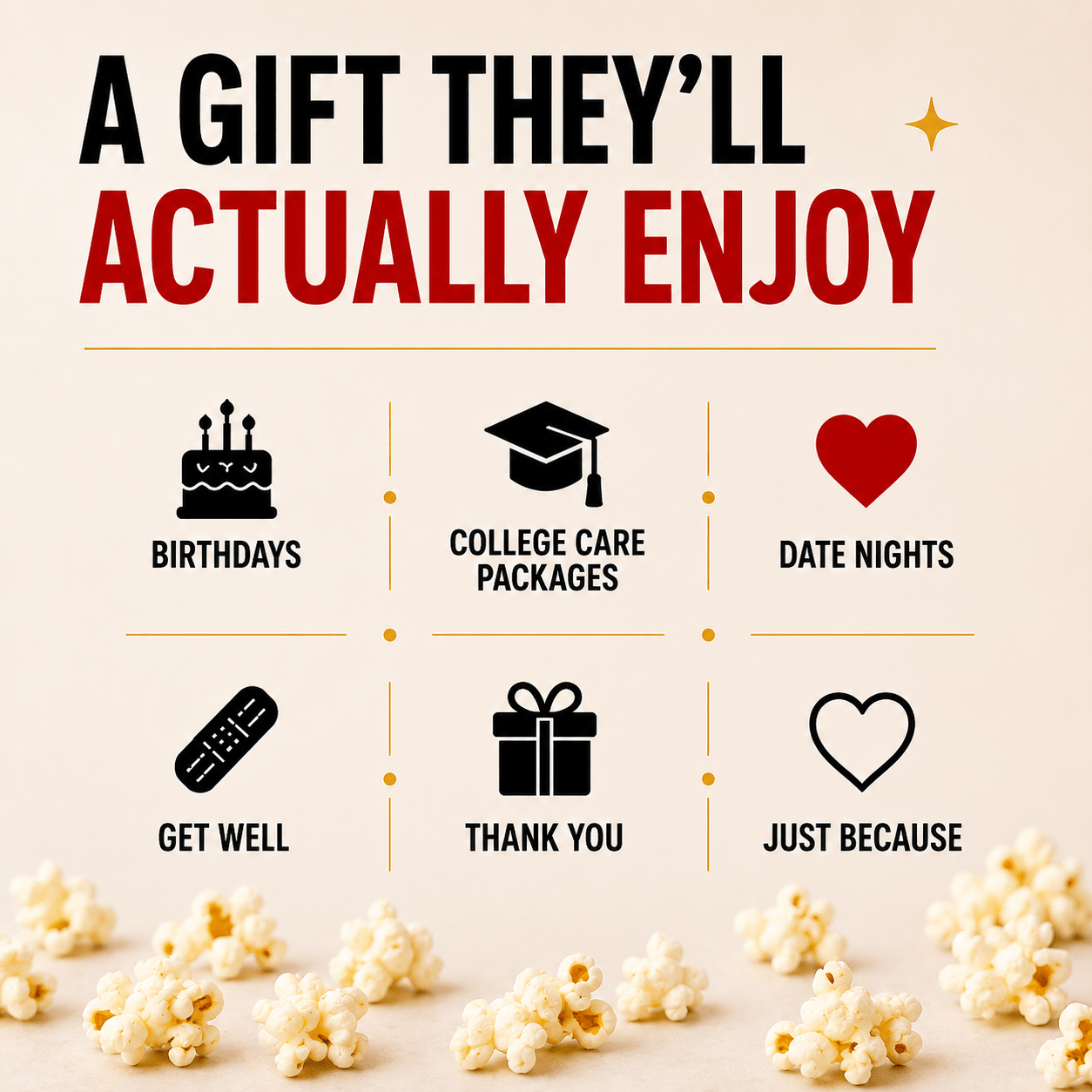 Movie Night Gift Box – Popcorn, Candy & Snack Gift Set - Golden Gift Box