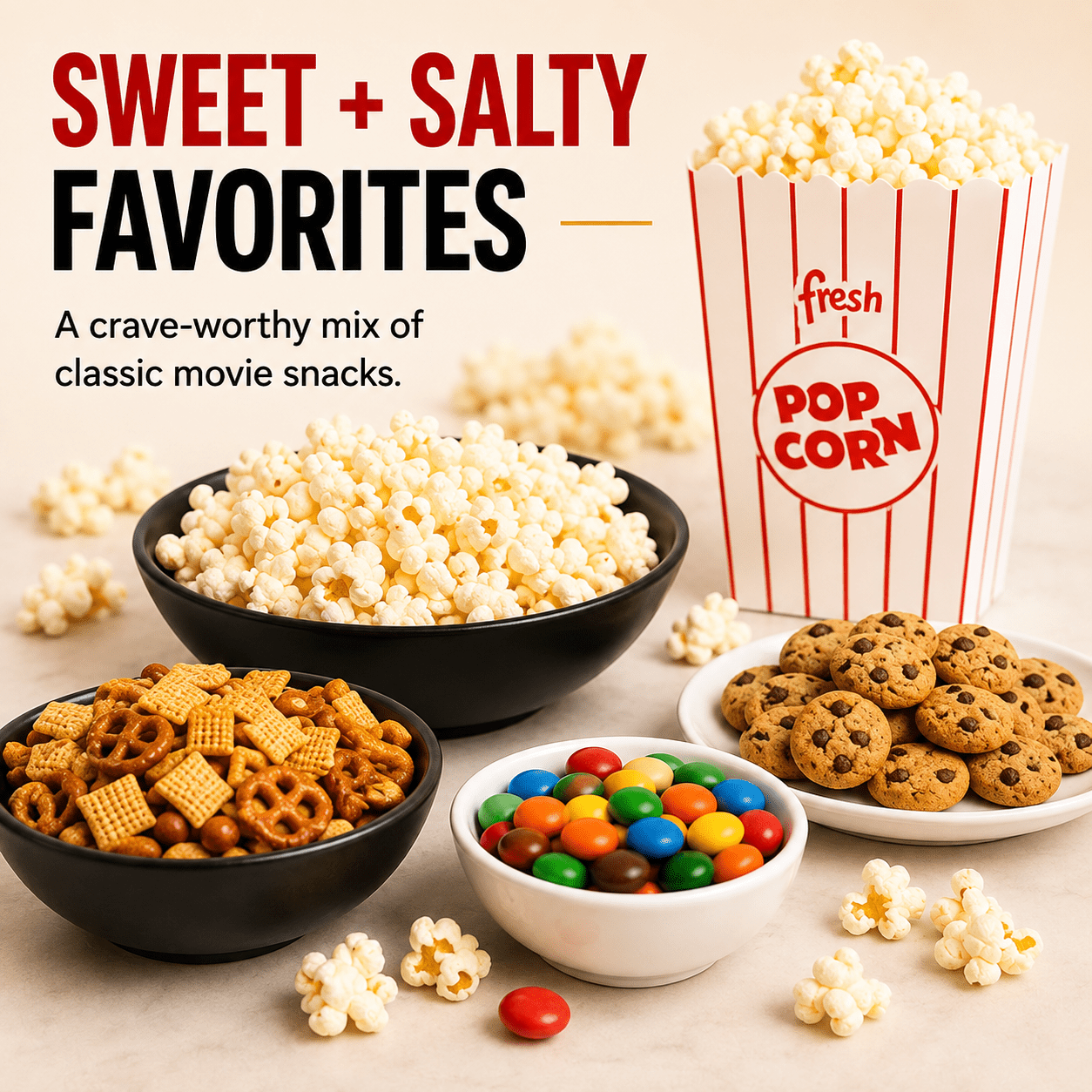 Movie Night Gift Box – Popcorn, Candy & Snack Gift Set - Golden Gift Box