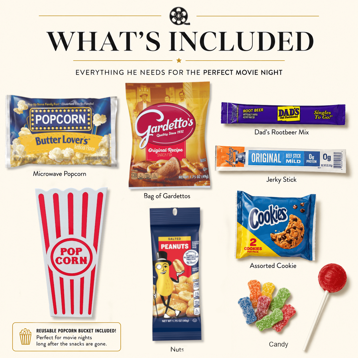Movie Night Gift For Him - Golden Gift Box