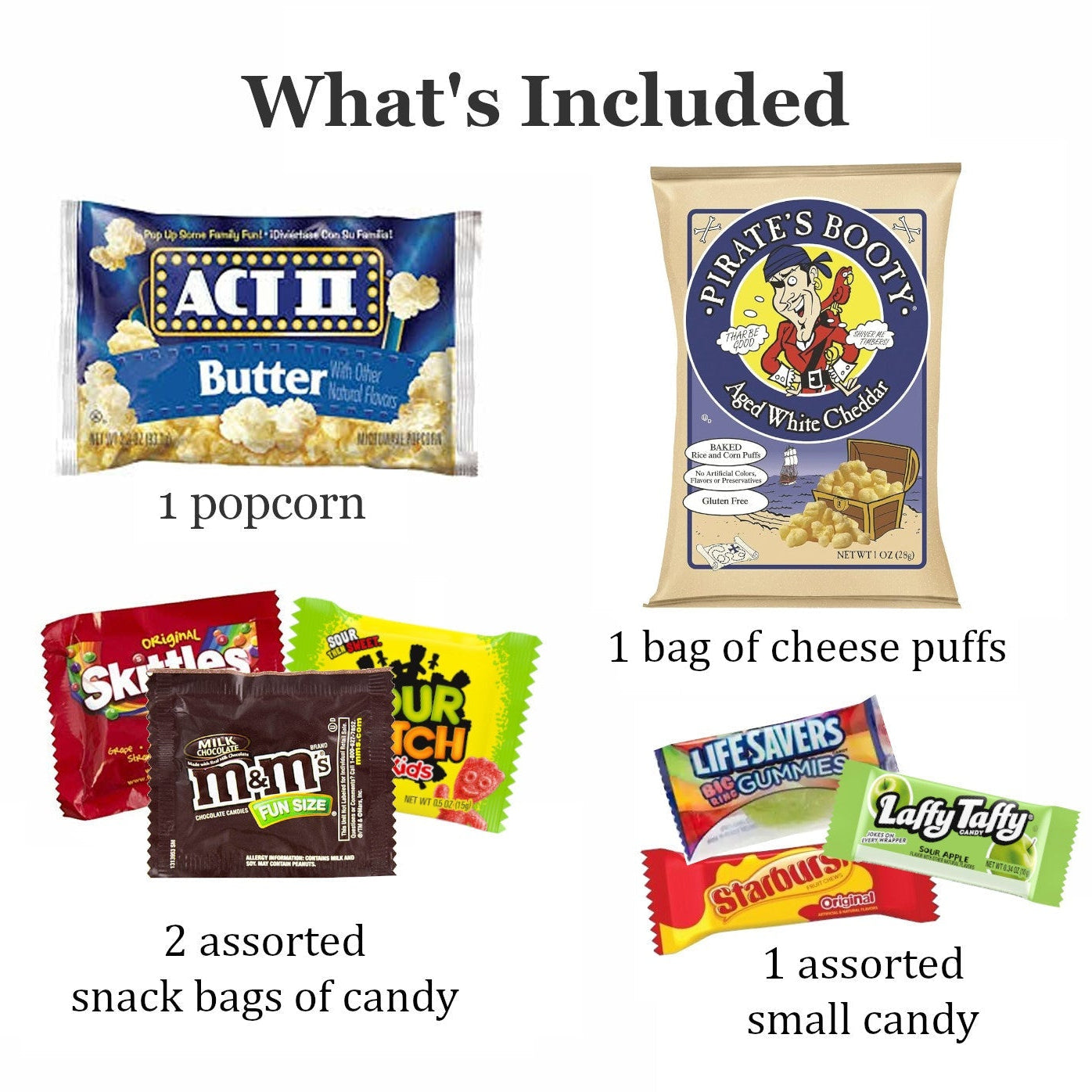 Movie Night Gift Set - Popcorn Bucket, Popcorn, Snacks (Peanut Butter Cookie) - Golden Gift Box