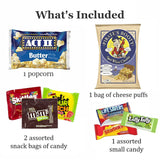 Movie Night Gift Set - Popcorn Bucket, Popcorn, Snacks (Peanut Butter Cookie) - Golden Gift Box