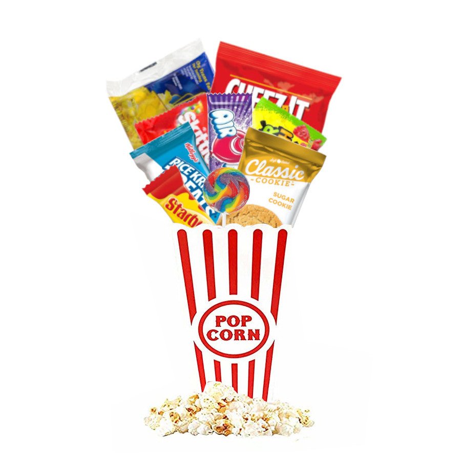 Individual Movie Night Gift Box with popcorn, candy, and snacks Sugar Cookie