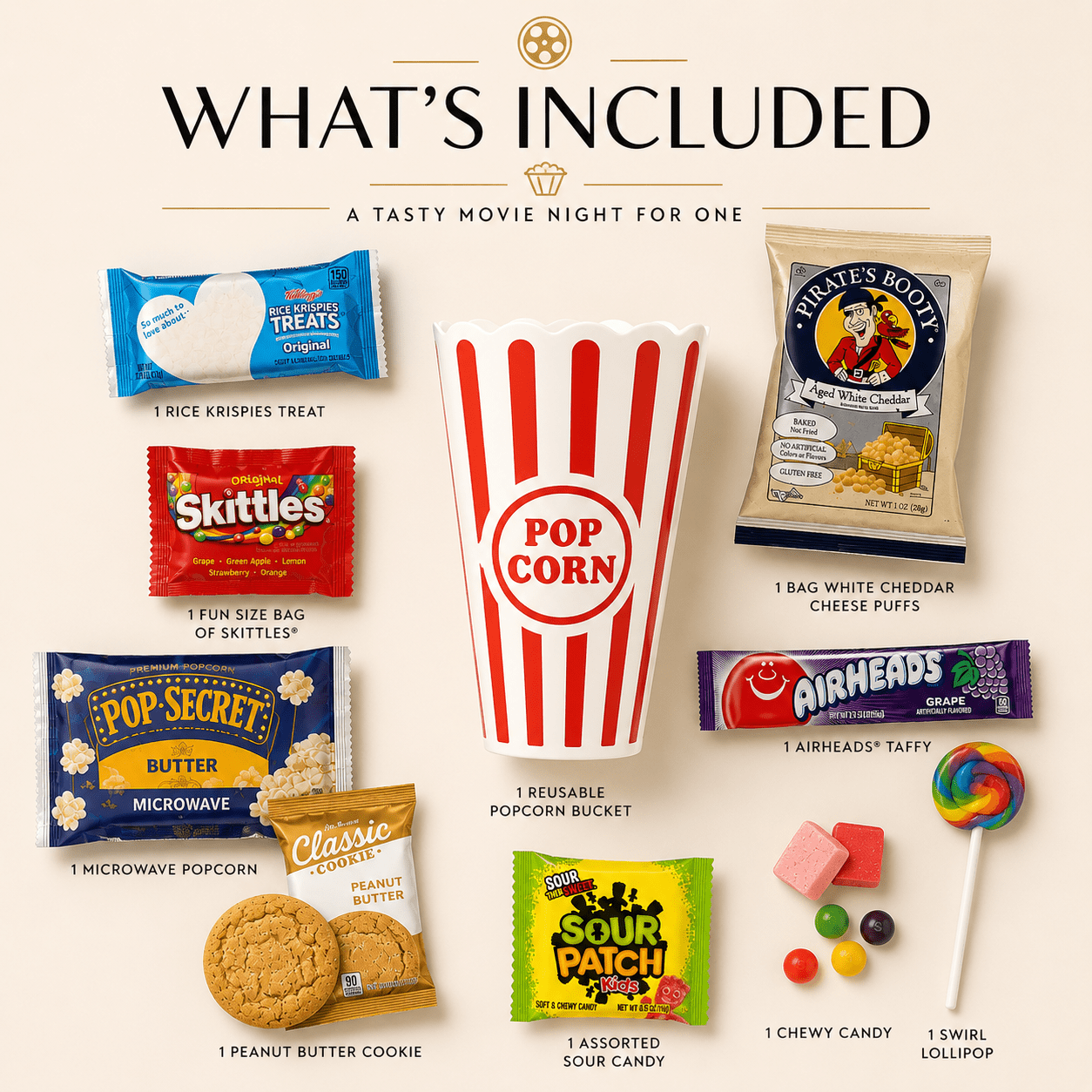 Peanut Butter Cookie Movie Night Gift - Golden Gift Box