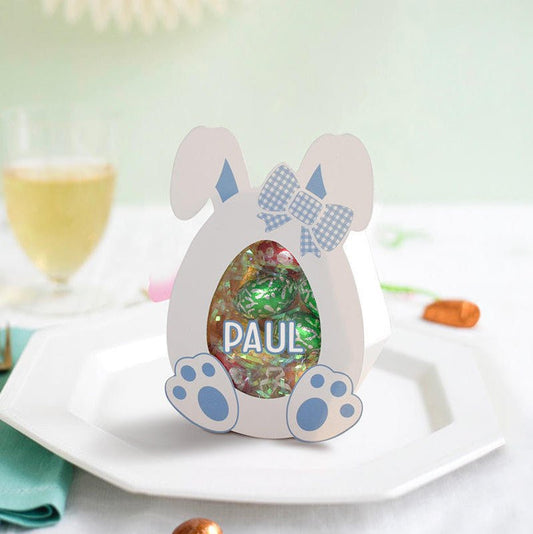 Personalized Easter Egg Candy Container – Fillable Bunny Easter Egg with Name - Golden Gift Box