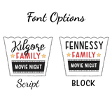 Personalized Family Movie Night Popcorn Bucket Gift Set - Popcorn Bucket, Popcorn, & Snacks - Golden Gift Box