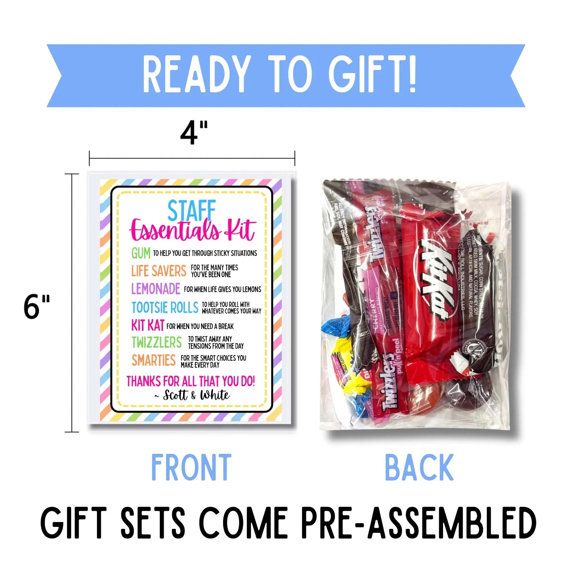 Spring Appreciation Survival Kit – Sweet Thank You Favor Gift Bag - Golden Gift Box