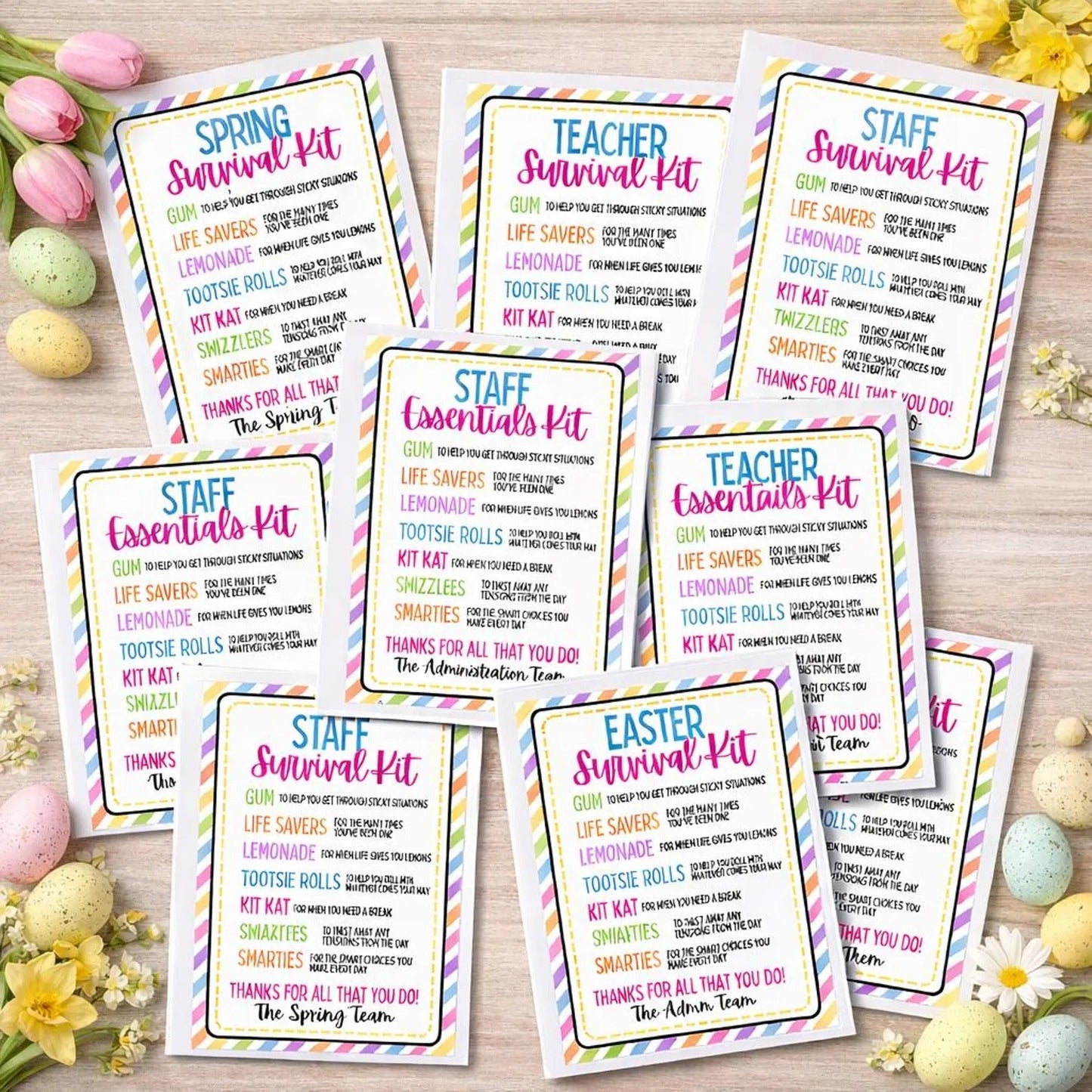 Spring Appreciation Survival Kit – Sweet Thank You Favor Gift Bag - Golden Gift Box