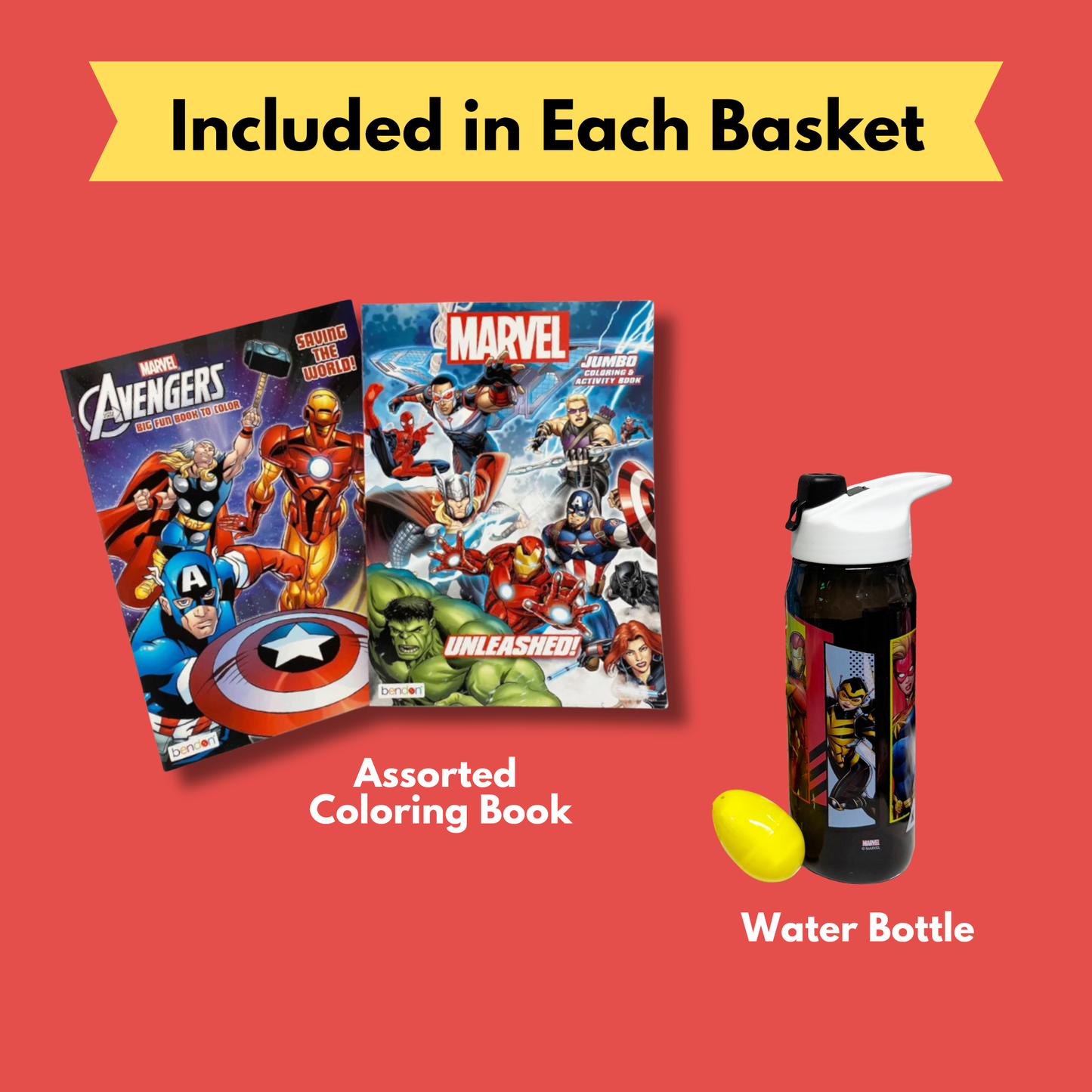 Superhero Easter Gift Basket – Marvel Avengers Easter Basket with Toys & Snacks - Golden Gift Box
