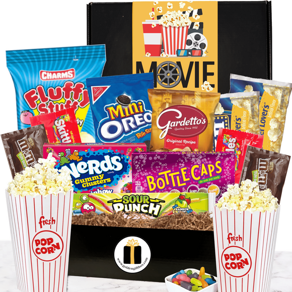 Ultimate Movie Night Gift Basket - Golden Gift Box