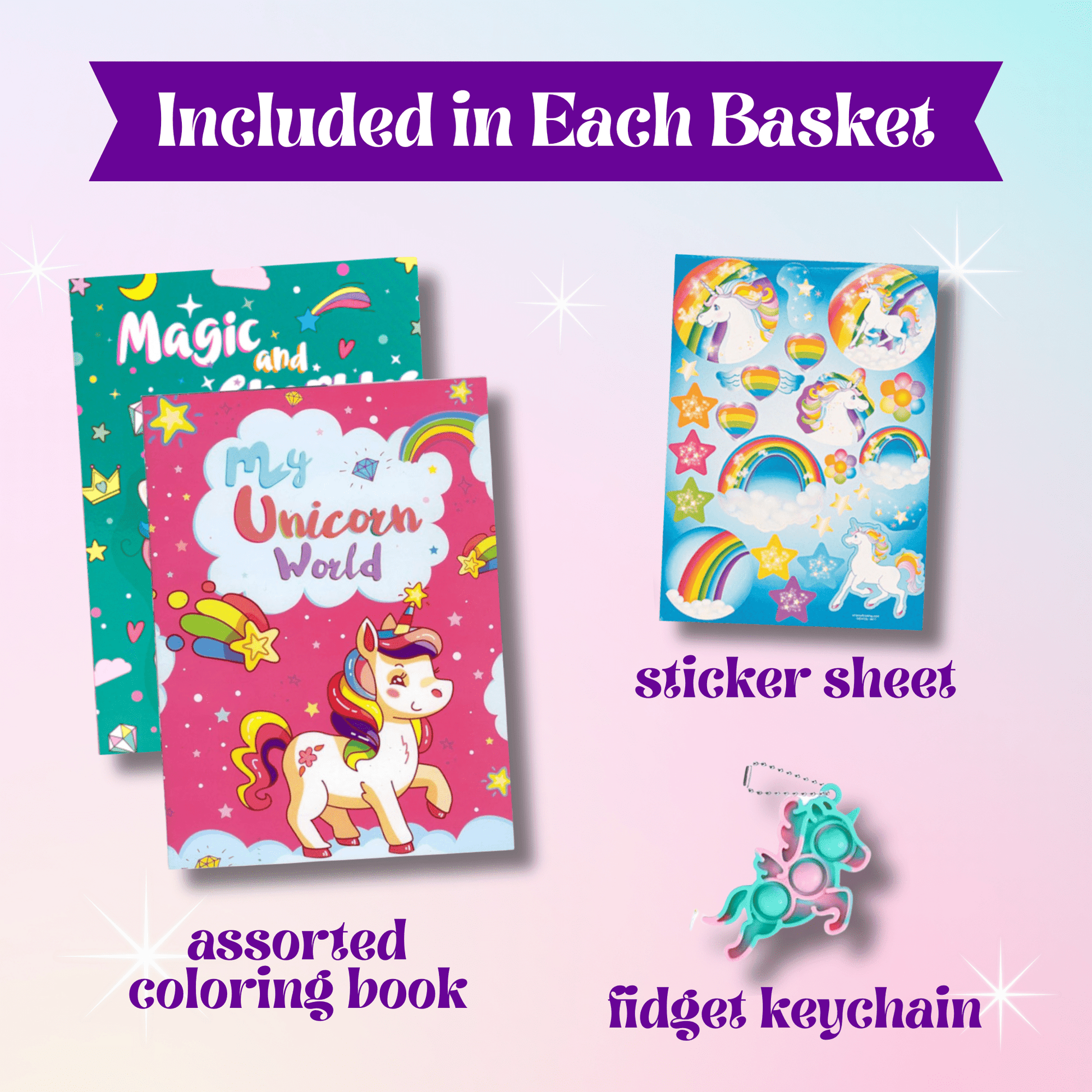 Unicorn Easter Gift Basket – Magical Unicorn Easter Basket with Toys & Treats - Golden Gift Box