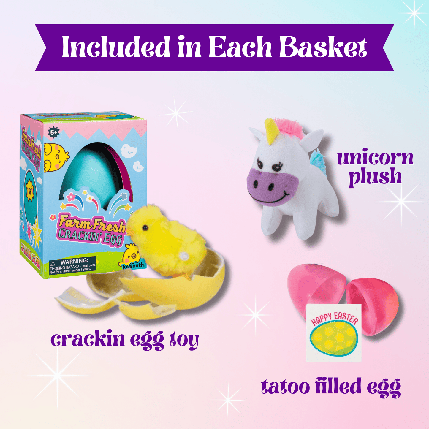 Unicorn Easter Gift Basket – Magical Unicorn Easter Basket with Toys & Treats - Golden Gift Box