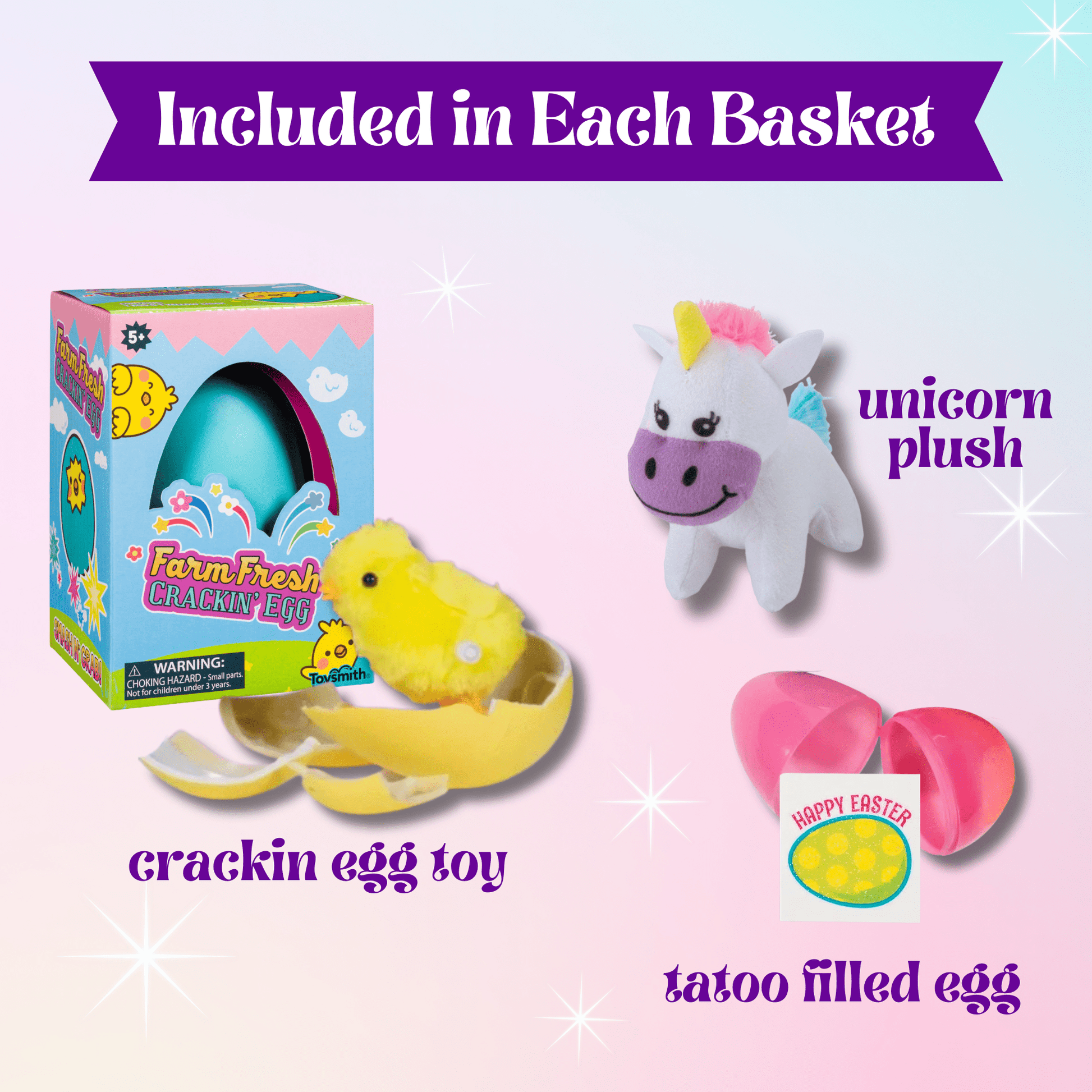 Unicorn Easter Gift Basket – Magical Unicorn Easter Basket with Toys & Treats - Golden Gift Box