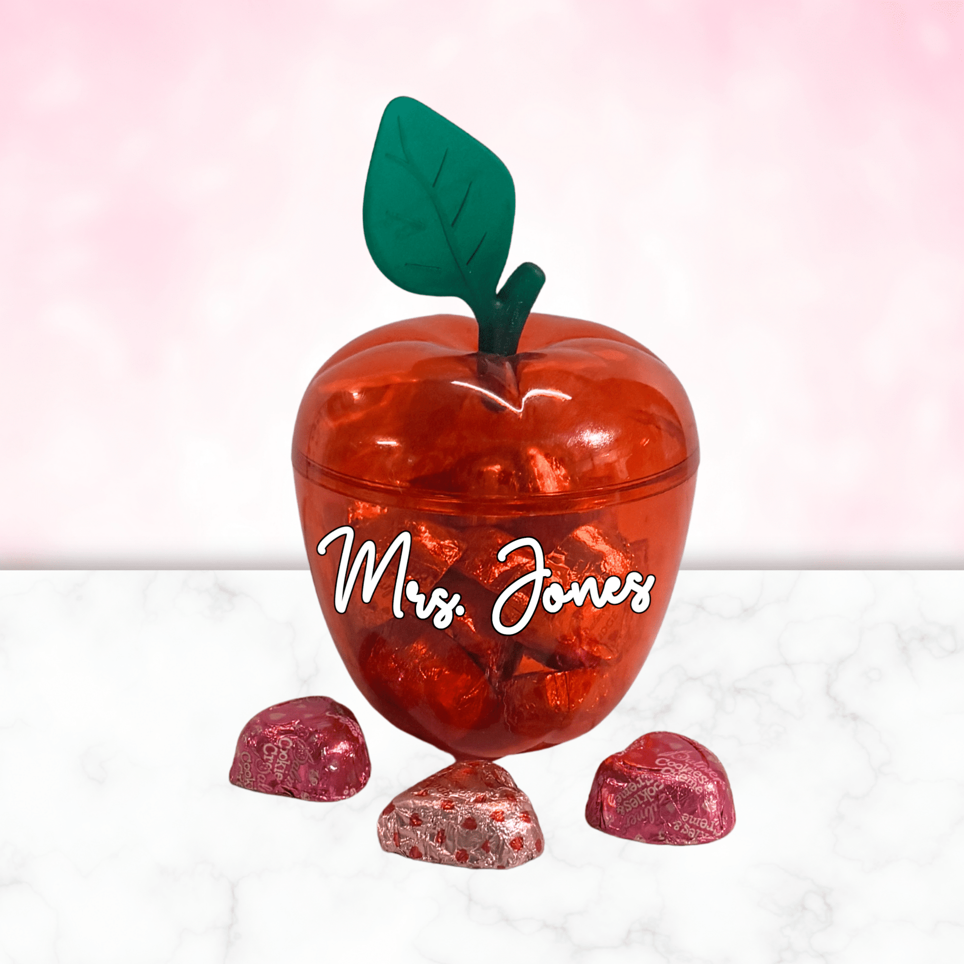 Valentine Teacher Gift – Apple Container with Chocolates & Sticky Notes - Golden Gift Box